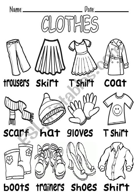 bw vocabulary  clothes esl worksheet  elenarobles winter