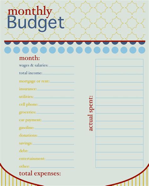 images   printable budget worksheet template