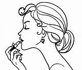 Coloring Pages Makeup Girls Girl Drawing Pretty Woman Face Print Make Printable Beautiful Sheets Cartoon Cosmetics Barbie Color Drawings Hair sketch template