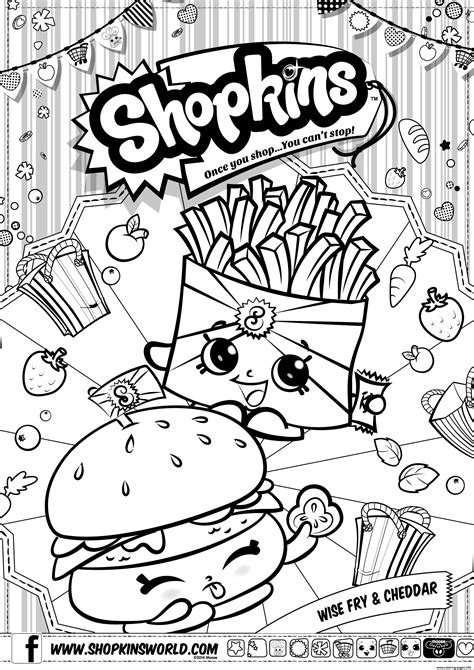shopkins wise fry cheddar coloring page printable