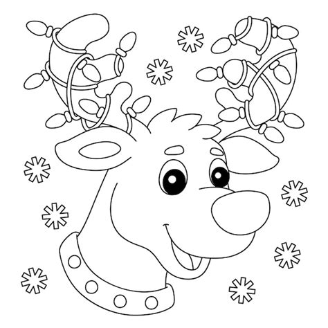 premium vector christmas reindeer head coloring page  kids