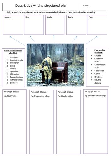 aqa language paper  section  question  planning sheet teaching
