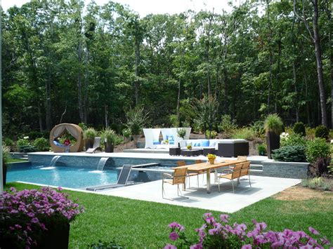 Secluded Countryside Patio And Modern Pool Hamptons