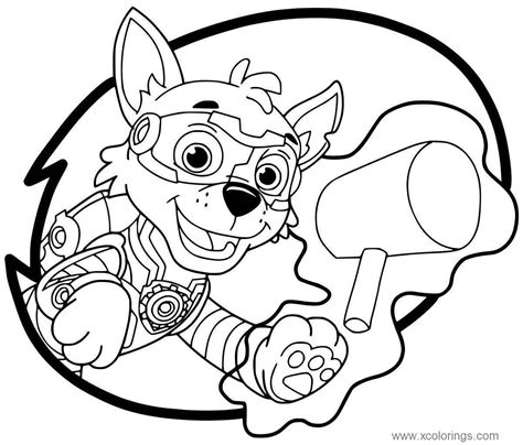 paw patrol mighty pups rocky coloring pages xcoloringscom