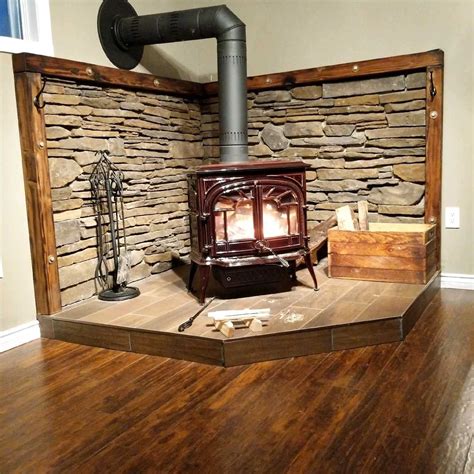 corner wood burning stove
