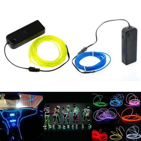 1m 2m 3m 5m neon light el wire 3v flexible rope tape cable waterproof