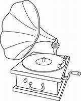 Record Player Clipart Drawing Coloring Gramophone Clip Old Music Colouring Pages Sweetclipart Humpty Dumpty Template Gramaphone Line Sketch Drawings Phonograph sketch template