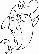 Shark Coloring Pages Cartoon Funny Sharks Drawing Template Colouring Templates Color Printable Sheets Animal Cute Print Happy Getdrawings Drawings Bite sketch template