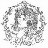 Coloring Pages Zodiac Libra Signs Virgo Sagittarius Printable Colouring Adult Color Beauty Sheets Adults Signo Book Mandala Horoscope Colors Tattoo sketch template