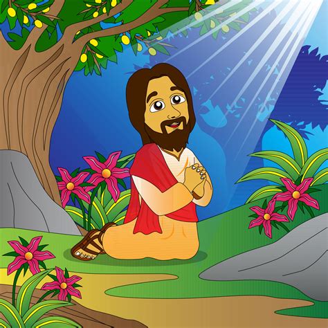 jesus prays   garden  gethsemane childrens bible illustrations education religion