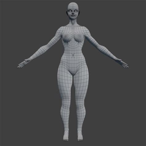 Woman Character Base Mesh Rigged 3d Model Low Poly Rigged Obj Fbx Blend