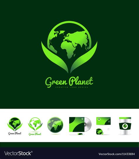 Green Planet Earth Logo Icon Design Royalty Free Vector