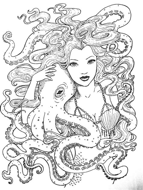 mermaid coloring pages  adults wickedgoodcause