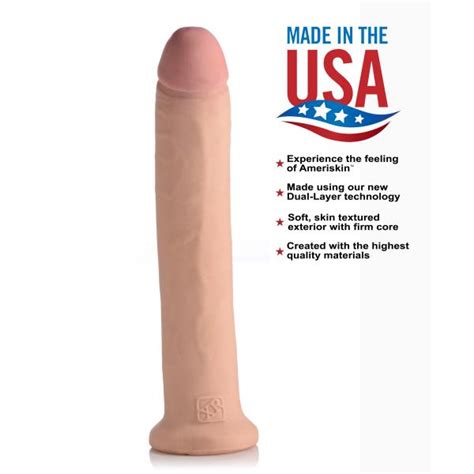 13 Inches Ultra Real Dual Layer Suction Cup Dildo Beige On