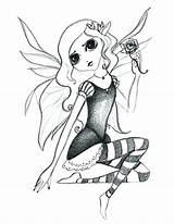 Fairy Gothic Coloring Pages Drawings Drawing Fairies Dark Printable Sketches Sketch Cartoon Easy Draw Color Anime Print Pencil Astounding Paintingvalley sketch template
