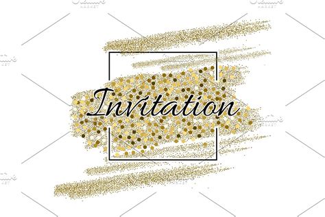invitation card  golden sparkling stars  glittering elements creative daddy