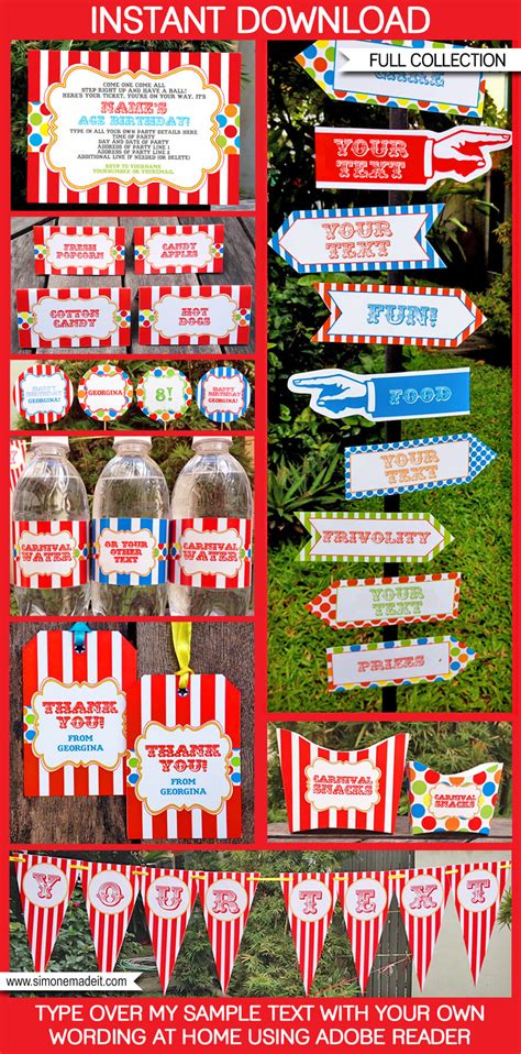 carnival party printables circus party printables