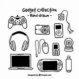 Gadget Drawn Hand Collection Vector Icon Headphones Psd Computers sketch template