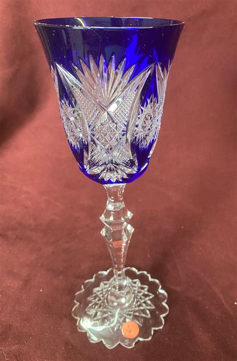 Rare Bohemian Cobalt Blue Crystal Goblet Cut To Clear Fancy Etsy