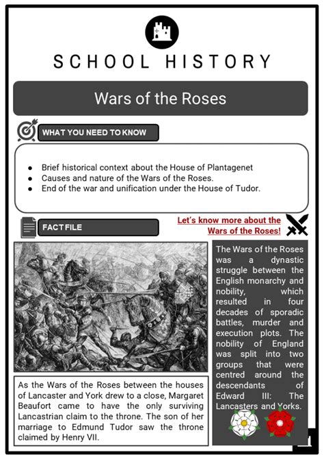 wars   roses facts worksheets deaths outcome context