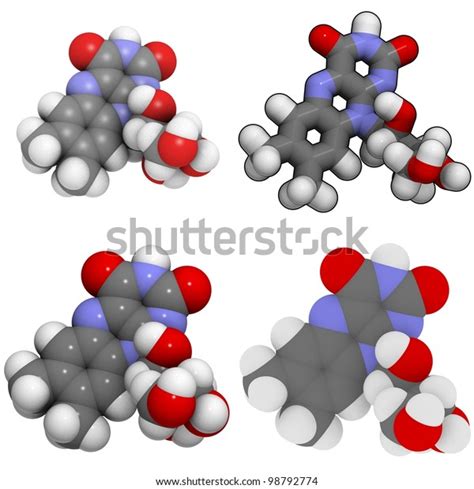 Vitamin B2 Riboflavin Molecule Chemical Structure Stock Illustration