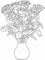 Vase Bouquet Roses Colouring Wonder Coloriages Stamp sketch template