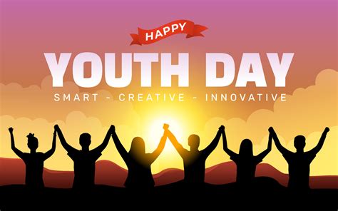 international youth day poster banner vector illustration  group