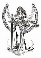 Libra Goddess Nemesis Tatuaggio Bilancia Tatuaggi Themis Sword Mythology Scales sketch template