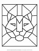 Coloring Geometric Tiger sketch template