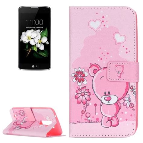 For Lg K17 Bear Pattern Leather Case With Holder Card Slots And Wallet