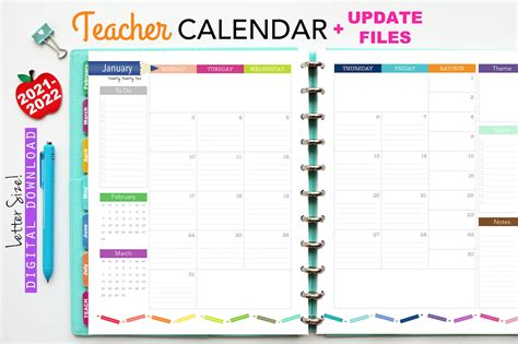 teacher planner calendar update printable planner etsy