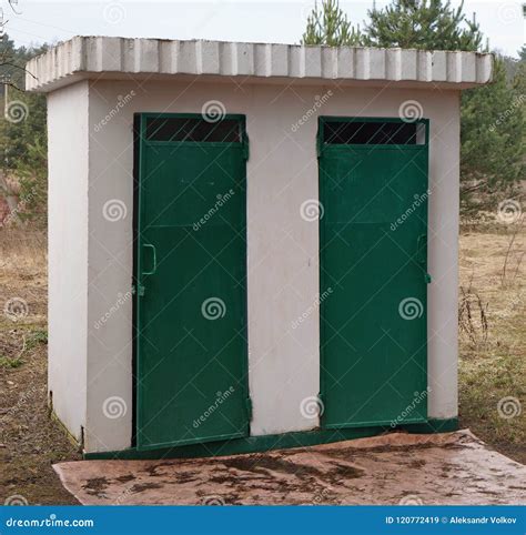 white brick rural handmade public park toilet stock image image