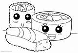 Coloring Sushi Food Pages Cute Printable Kids Colouring Color Easy Animal Print sketch template