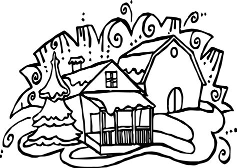 winter house coloring page wecoloringpagecom