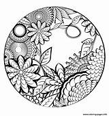 Nature Coloring Mandala Pages Printable Vegetation Flowers Book sketch template