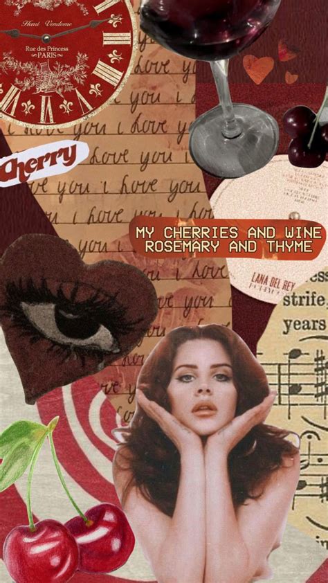 lanadelrey cherry lanadelreycherry moodboard collage aesthetic    love  mood