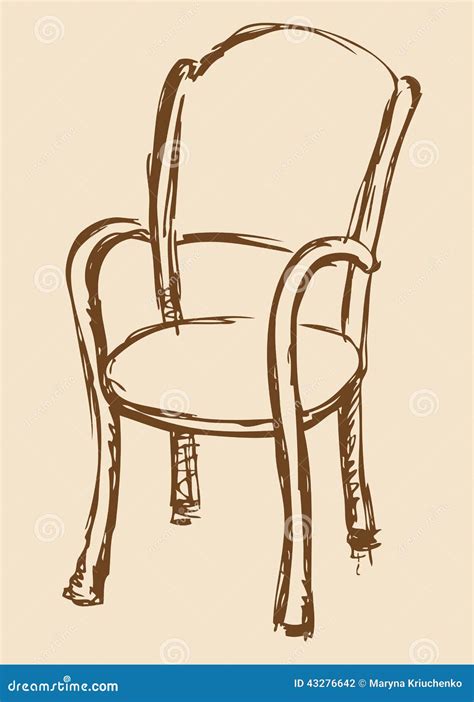 vector drawing wooden chair  armrests stock vector image