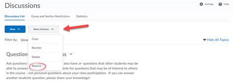 instructor delete discussion forums and topics d2l help pages
