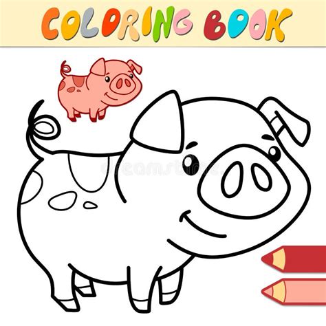 coloring book  page  kids pig black  white vector stock vector