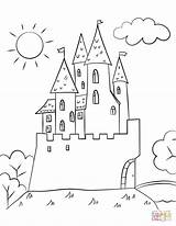 Castle Cartoon Coloring Drawing Pages Disney Easy Ziggurat Draw Printable Color Print Paper sketch template