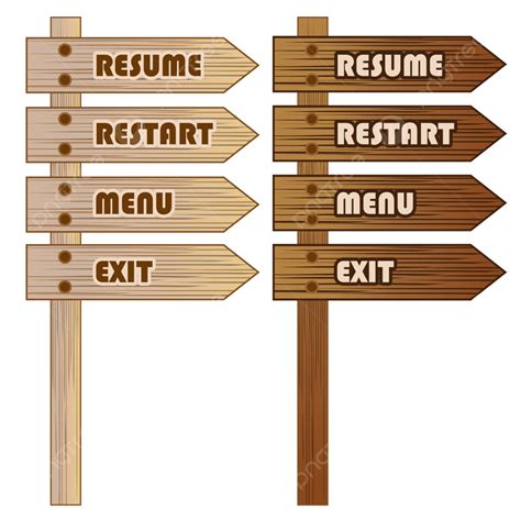 gambar tanda tanda permainan kayu  realistis realistis tanda kayu menu permainan png
