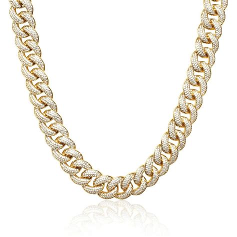 mm iced  prong chain   sterling silver white gold jewlz