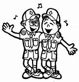 Boy Scouts Coloring Pages Singing Together Color sketch template