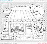 Shop Candy Cake Coloring Clipart Pages Storefront Illustration Outdoor Outlined Seating Background Clip Royalty Vector Sketch Visekart Template Templates sketch template