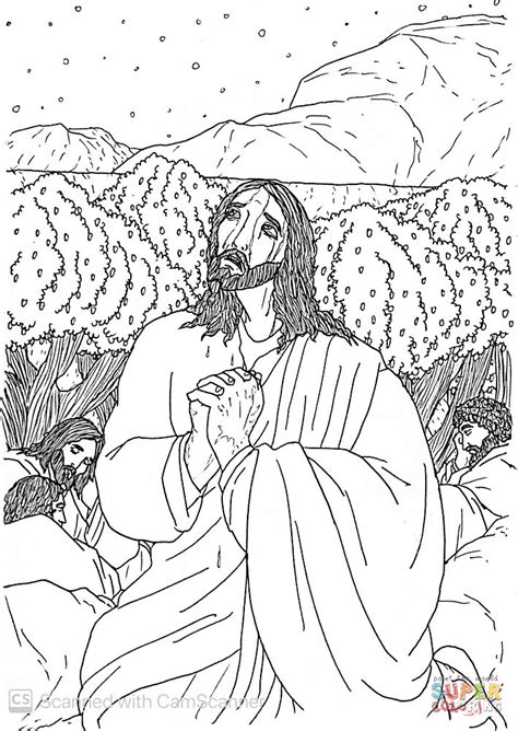 jesus prays   father  agony   garden coloring page
