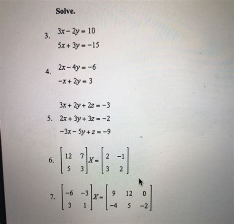 Solved Solve 3x 2y 10 3 5x 3y 15 2x 4y 6 4 X 2y 3 3x