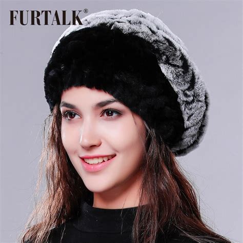 Furtalk Rex Rabbit Fur Hat Rabbit Fur Beret Women Winter Fur Hat Beret