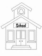 Coloring Tracing Pages School Kids Printable Color Educational House Colouring Back Preschool sketch template