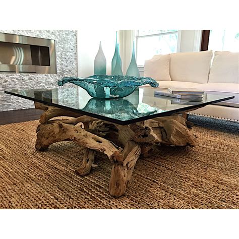 driftwood glass coffee table table kind driftwood furniture driftwood