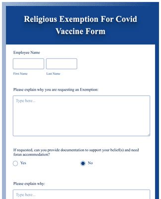 religious exemption  covid vaccine form template jotform